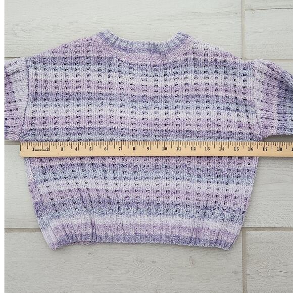 Handmade Girls Size 8 Sweater Jacket Button Purple Knit Crop Waist Long Sleeve - Picture 7 of 8